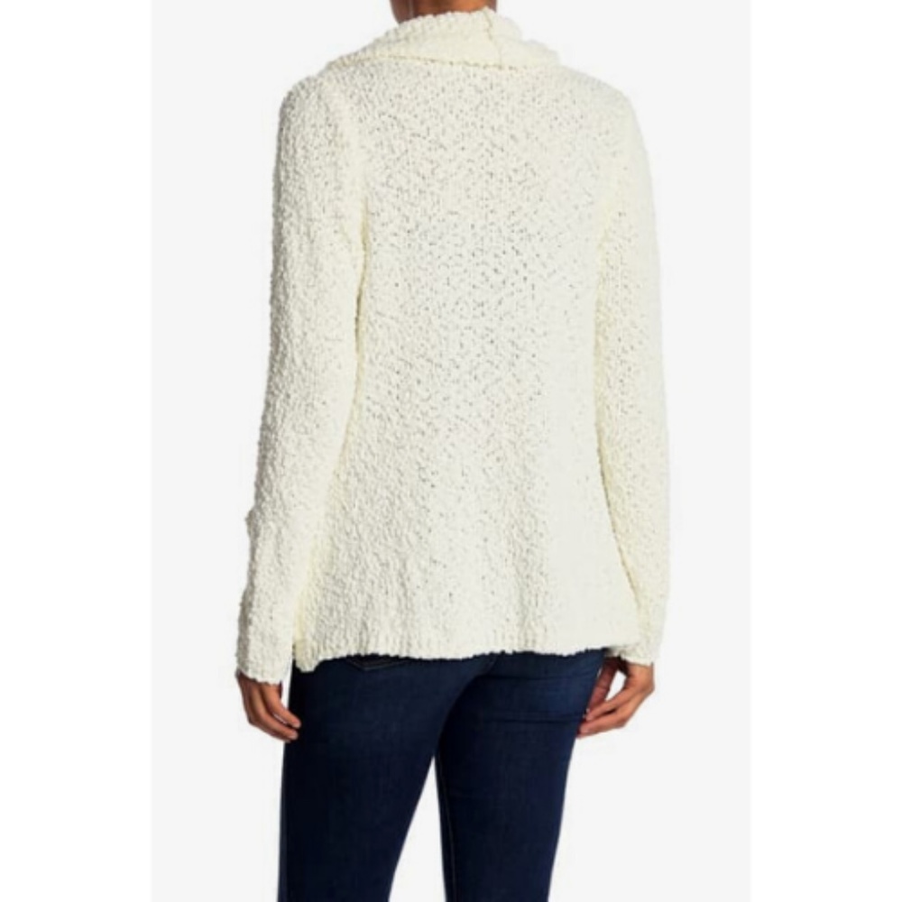 Bobeau White Popcorn Draped Button Cardigan Size S - Picture 3 of 3